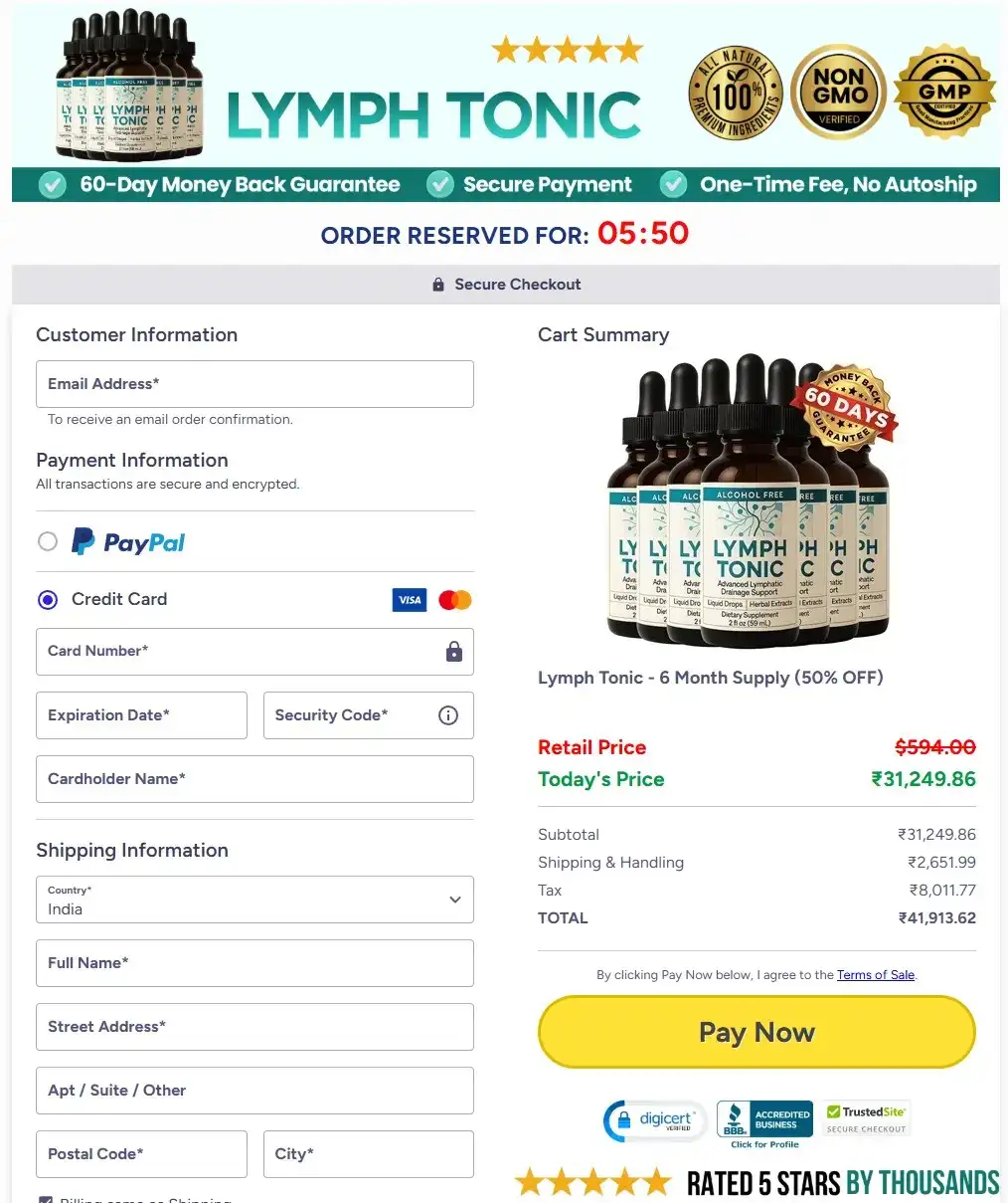 Lymph Tonic Cart Section